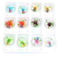 Heiße Verkaufs-Tochter-Geschenk-flache runde Lampwork verschmolzen Glasblumen-Anhänger 12pcs / box, MC0032